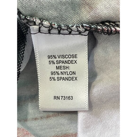 Cupio Tunic Top Size Large Scoop Neck Multi Striped Mesh Trim Handkerchief Hem - Picture 4 of 6